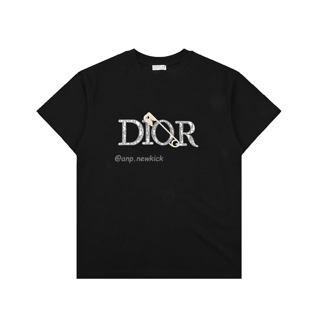 Dior Classic Letter Pin Embroidered Round Neck Short Sleeved T Shirt (1) - newkick.org